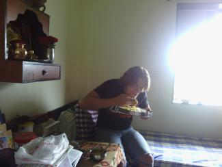 Learning to eat with nothing but hands.