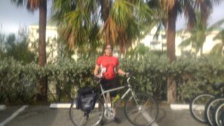 Departing the condo (blurry because phone is in a ziplock bag)