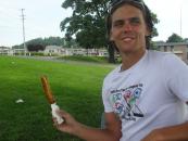 Me eating a delicious Pronto Pup.