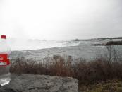 Our community water bottle posing by the falls